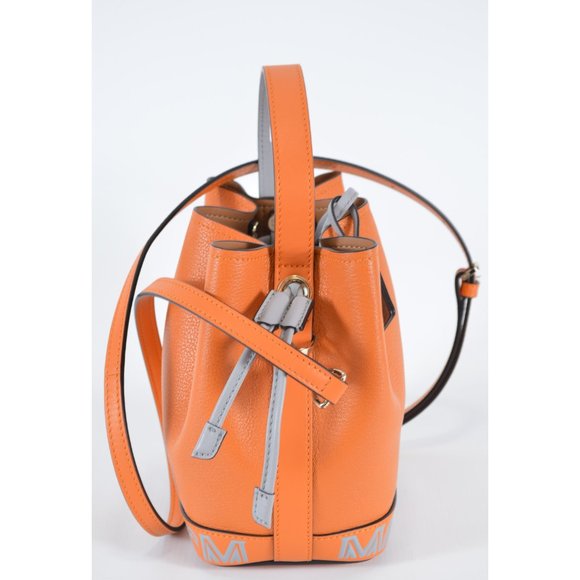 New MCM Milano Maple Leather Mini Contrast Logo Drawstring Crossbody Purse Bag - Picture 4 of 11